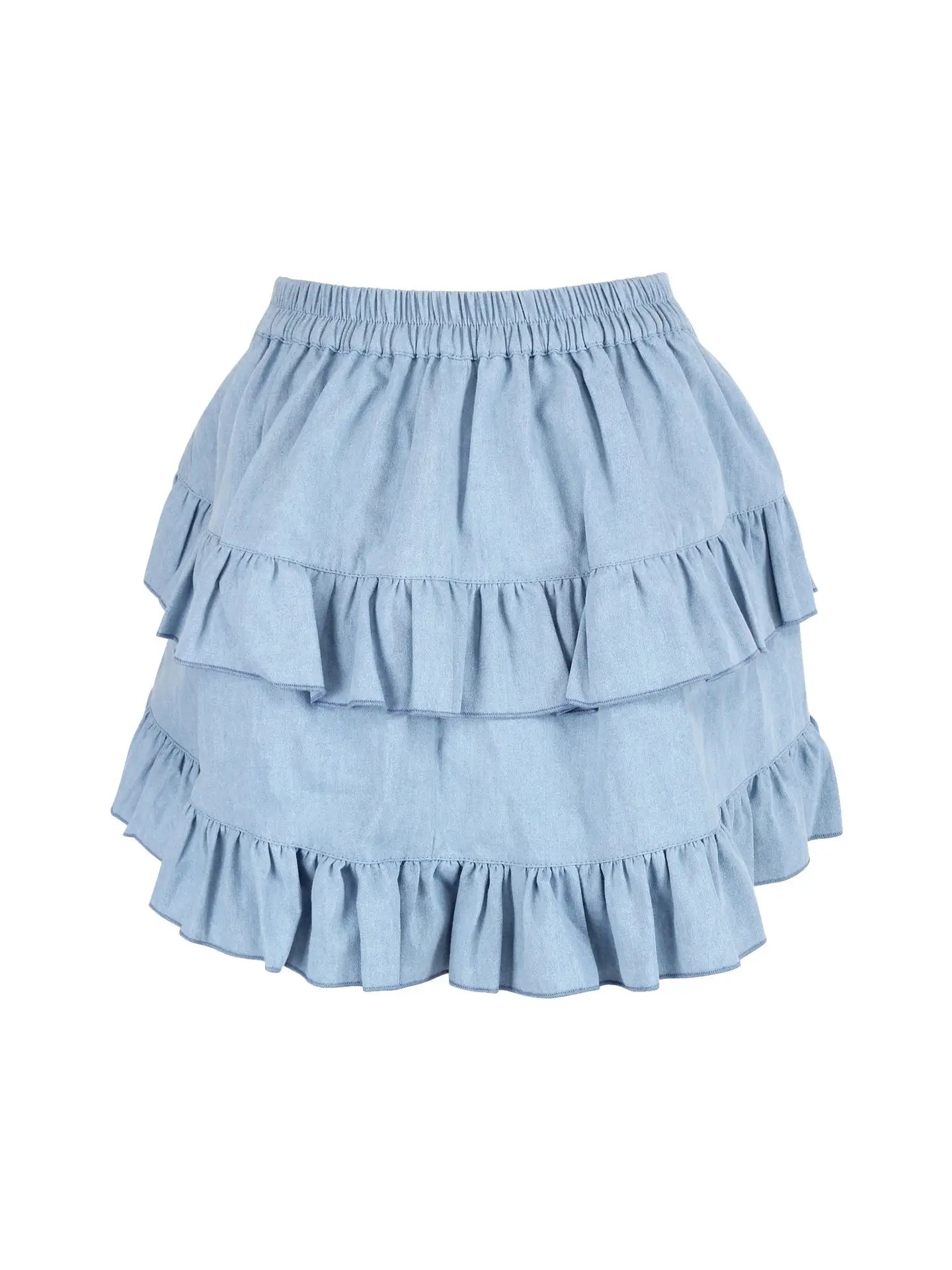 Light Blue Denim Ruched Bustle Skirt image 2