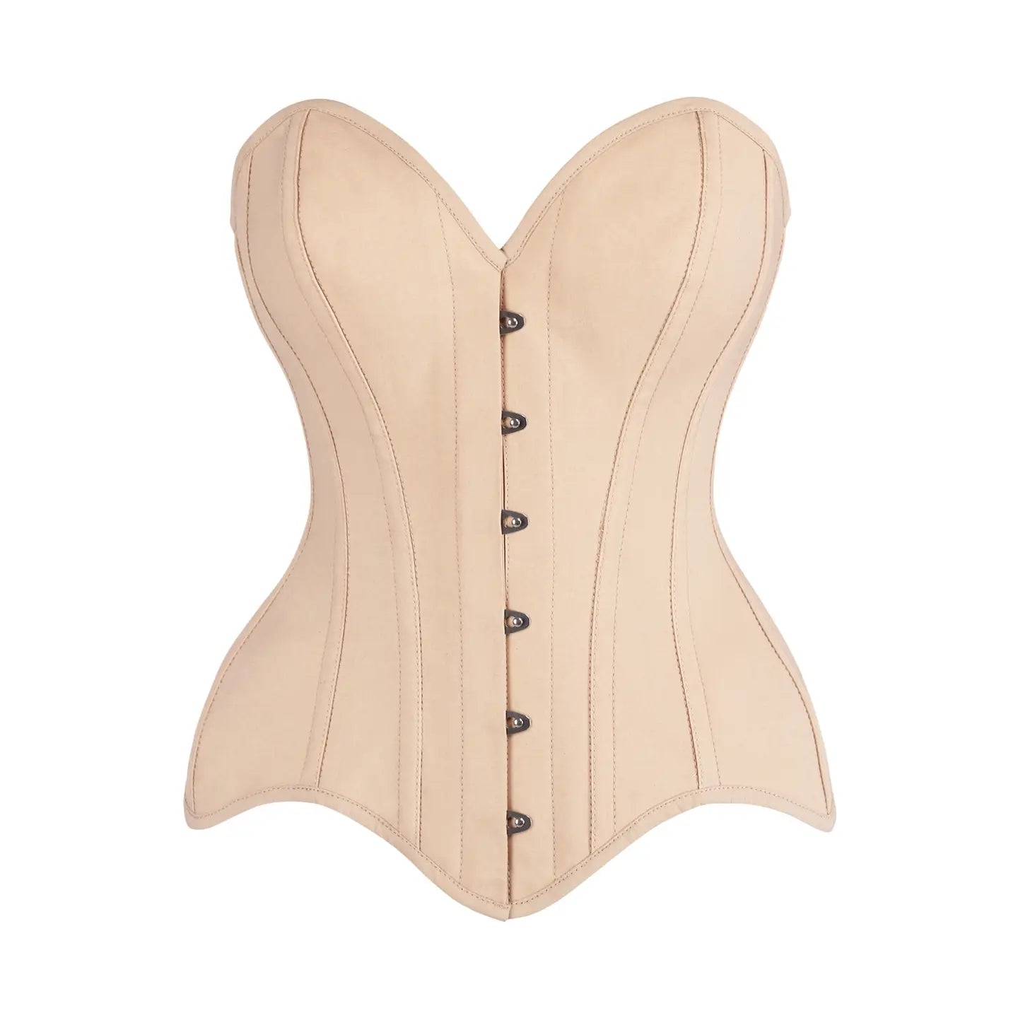 Tan Cotton Steel Boned Overbust Corset image 0