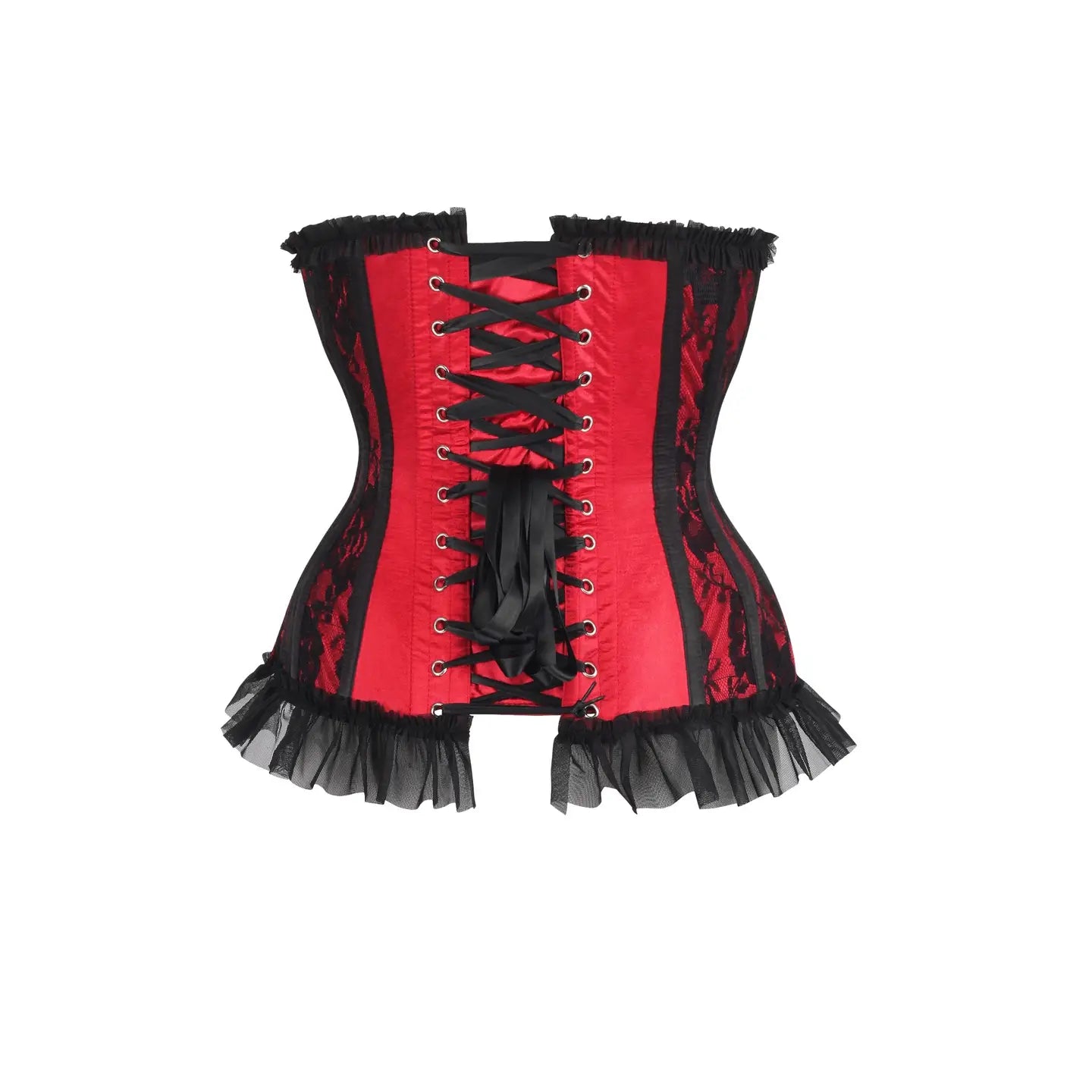 Steel Boned Red/Black Lace Underwire Burlesque Underbust Corset Cincher image 2