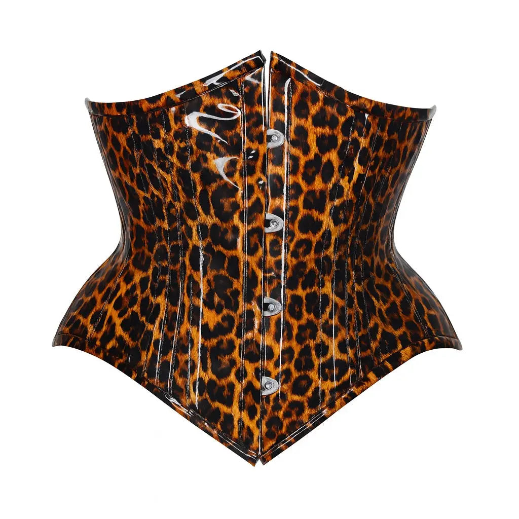 Black leather off-shoulder corset with button closures in Corsets Gothic Vintage and Burlesque Styles