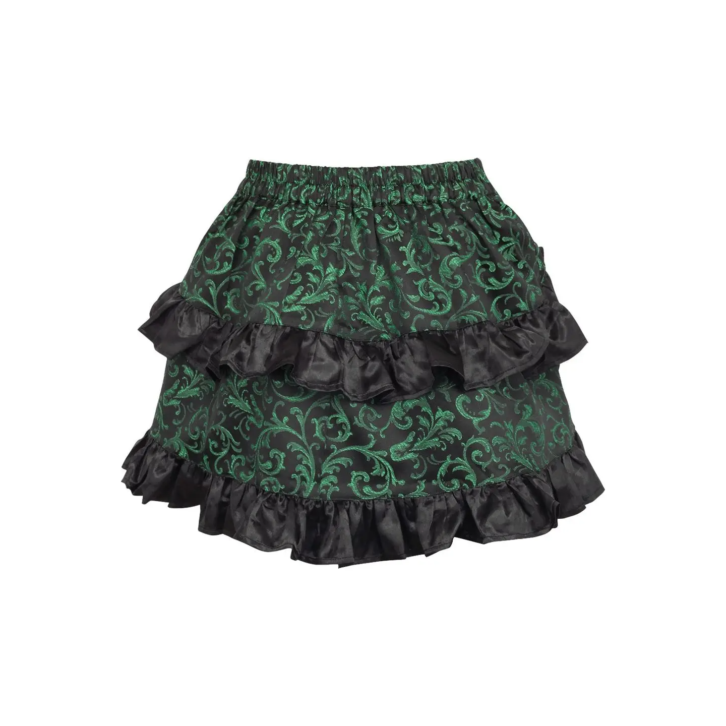 Green/Black Brocade Ruched Bustle Skirt image 2