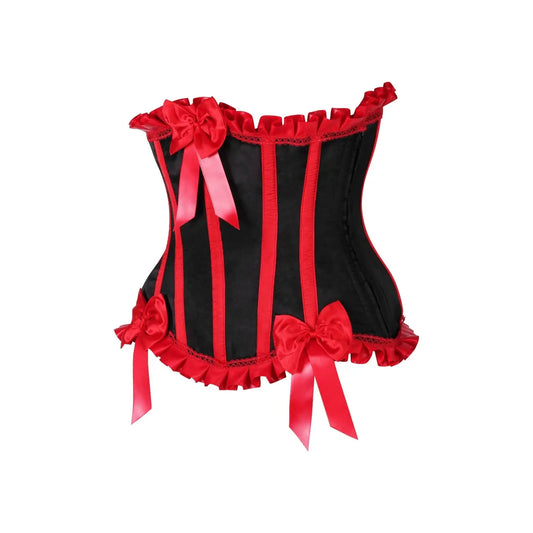 Black/Red Steel Boned Burlesque Underbust Corset Waist Cincher image 1