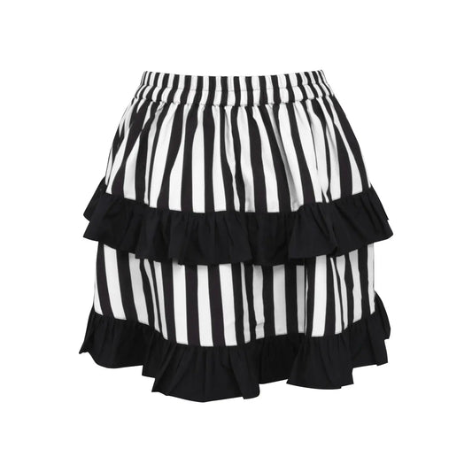 White/Black Striped Ruched Bustle Skirt image 1
