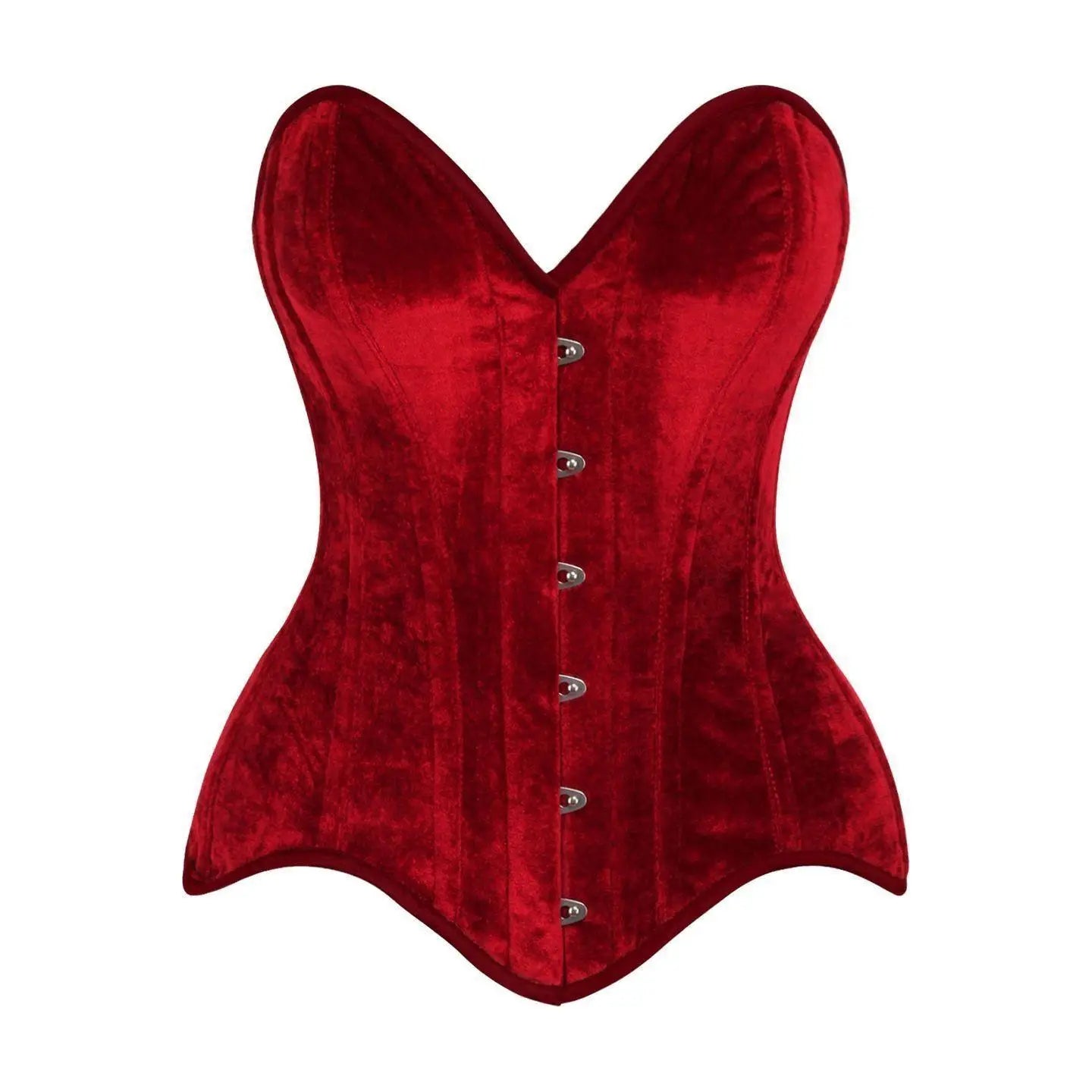 Dark Red Velvet Steel Boned Overbust Corset image 0