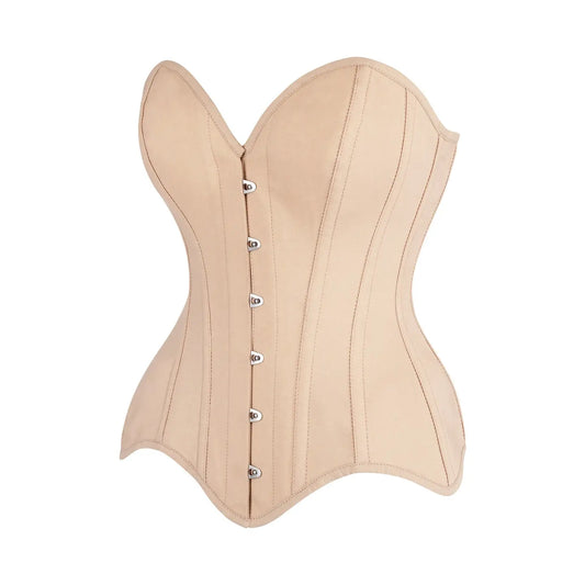 Tan Cotton Steel Boned Overbust Corset image 1