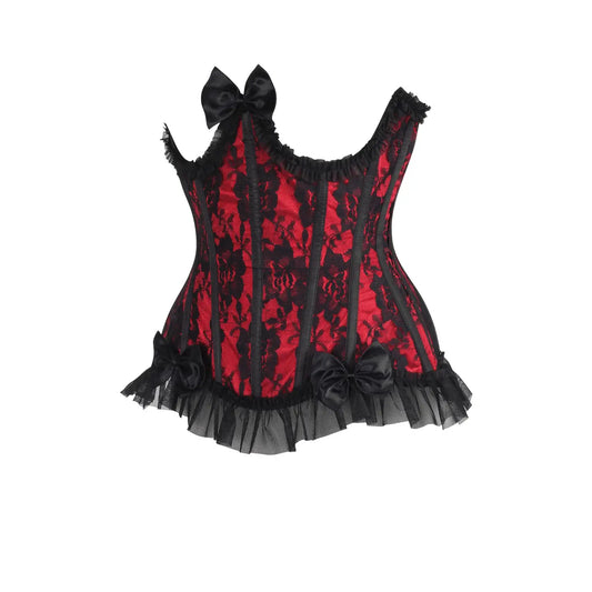 Steel Boned Red/Black Lace Underwire Burlesque Underbust Corset Cincher image 1