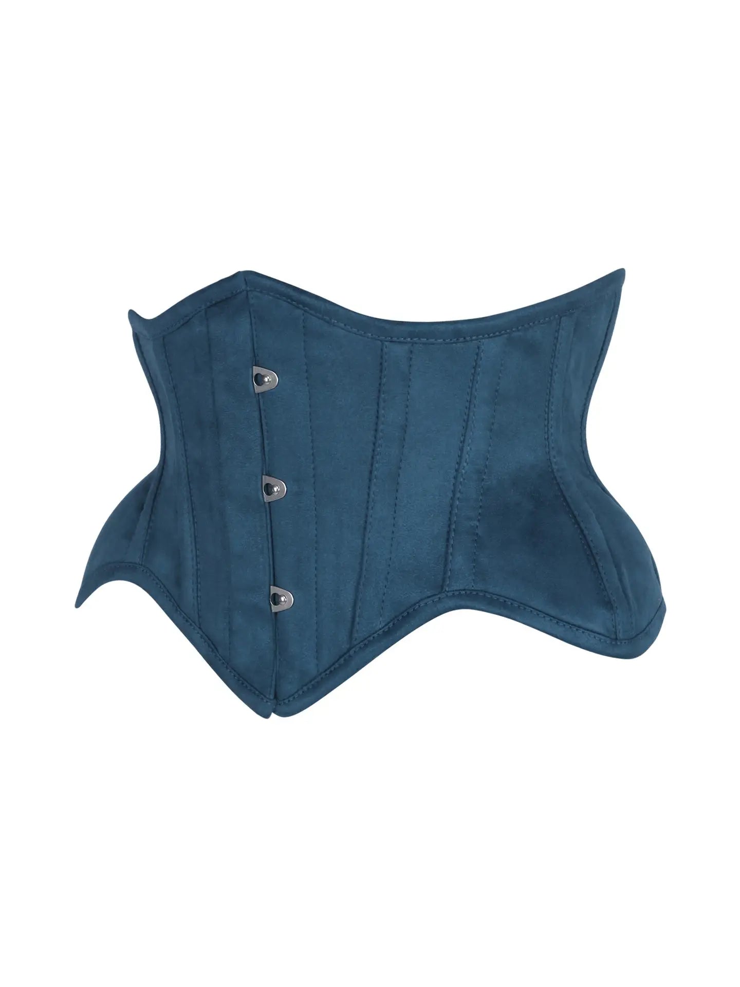 Blue Suede Steel Boned Mini Waist Cincher Corset