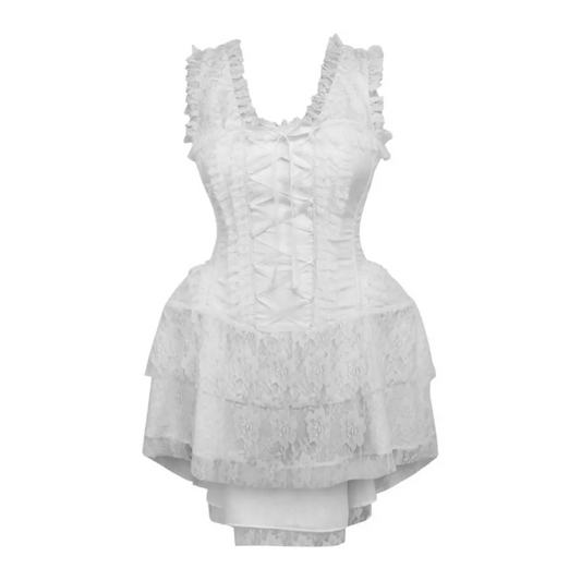 Steel Boned White Lace Victorian Corset Dress image 0