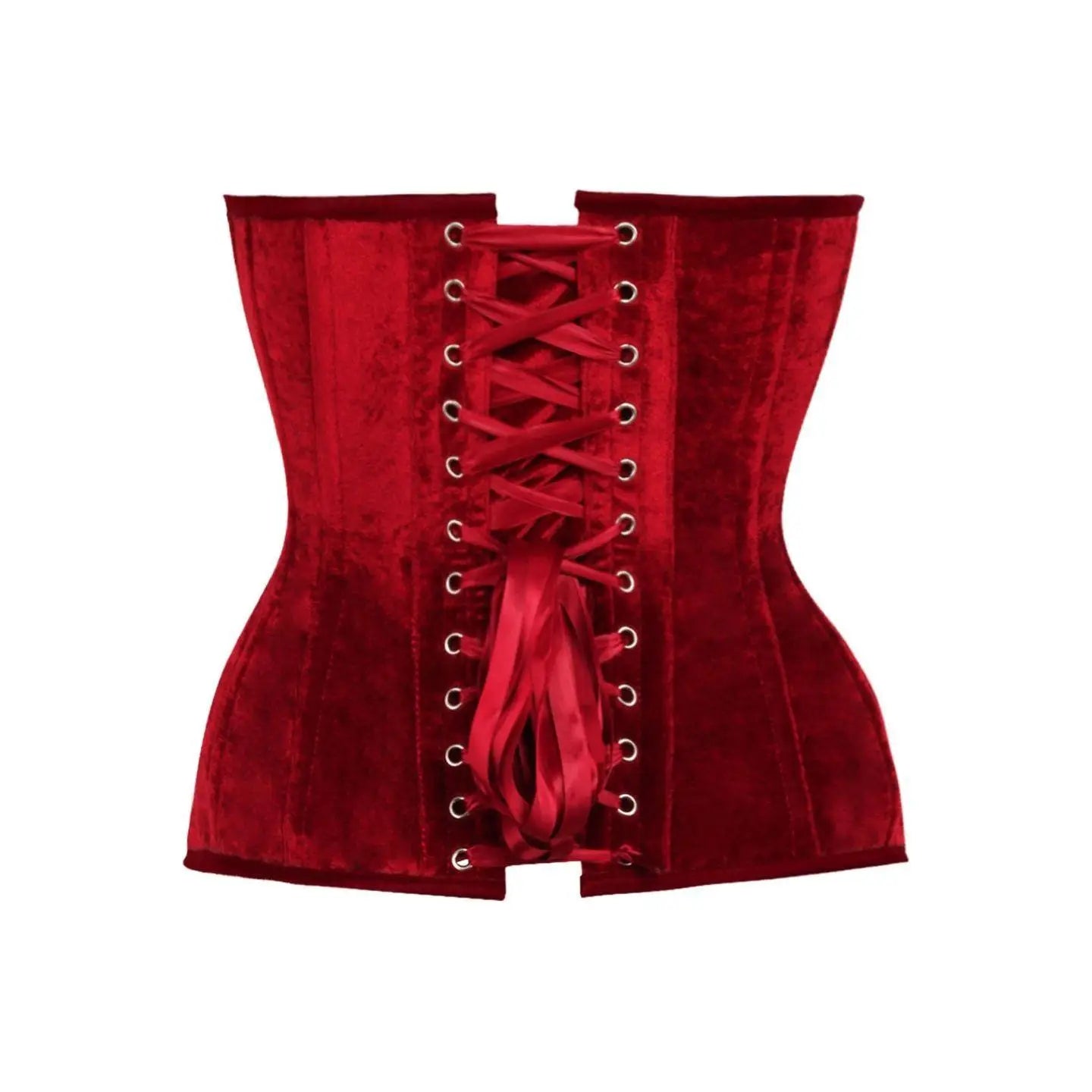 Dark Red Velvet Steel Boned Overbust Corset image 2