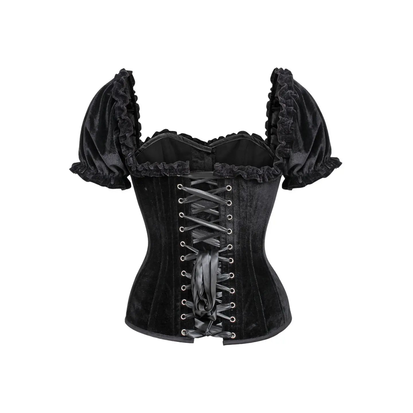 Steel Boned Black Velvet Overbust Corset W/Sleeves image 1