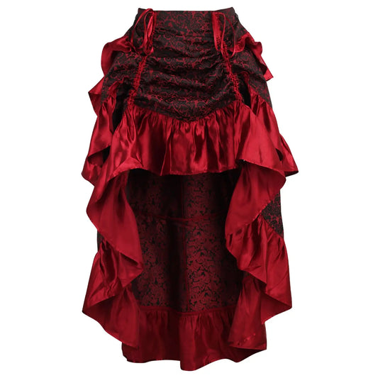 Red Brocade Adjustable High Low Bustle Skirt image 0