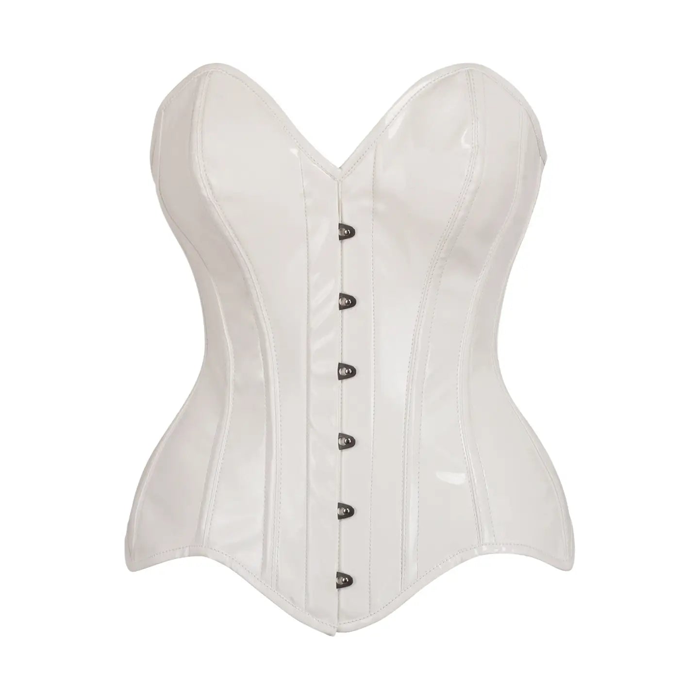 White Patent Leather Steel Boned Overbust Corset image 0