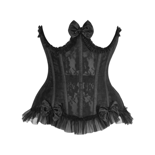 Steel Boned Black Lace Underwire Underbust Corset Cincher