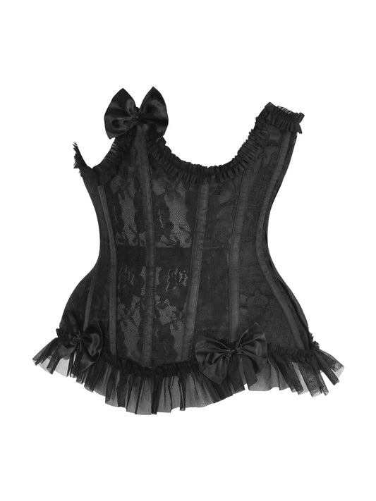 Steel Boned Black Lace Underwire Underbust Corset Cincher 1