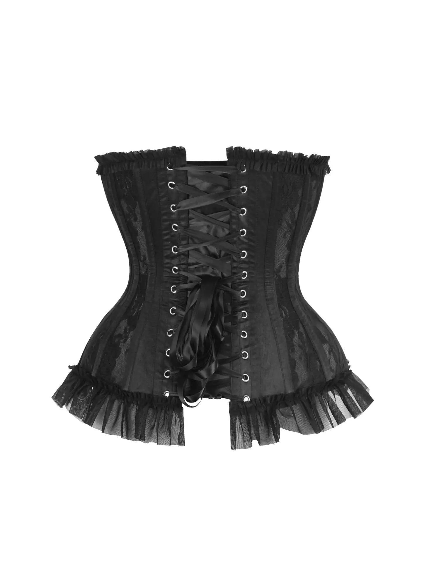 Steel Boned Black Lace Underwire Burlesque Underbust Corset Cincher 2