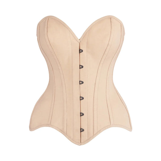 Tan Cotton Steel Boned Overbust Corset image 0