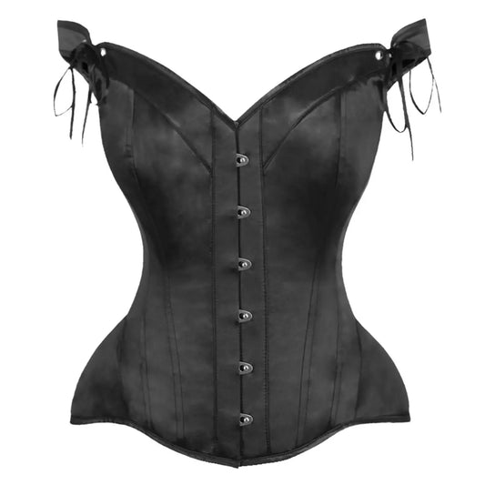 Black Satin Steel Boned Corset W/Straps image 0