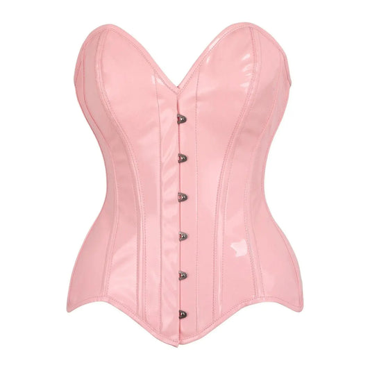 Light Pink Patent Leather Steel Boned Overbust Corset image 0