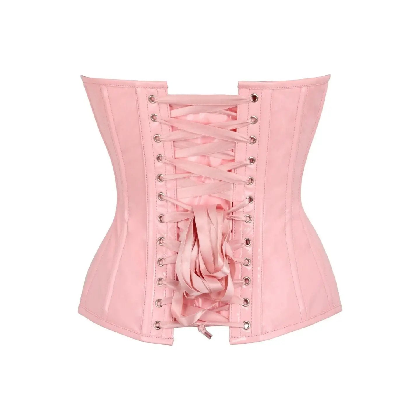 Light Pink Patent Leather Steel Boned Overbust Corset image 2