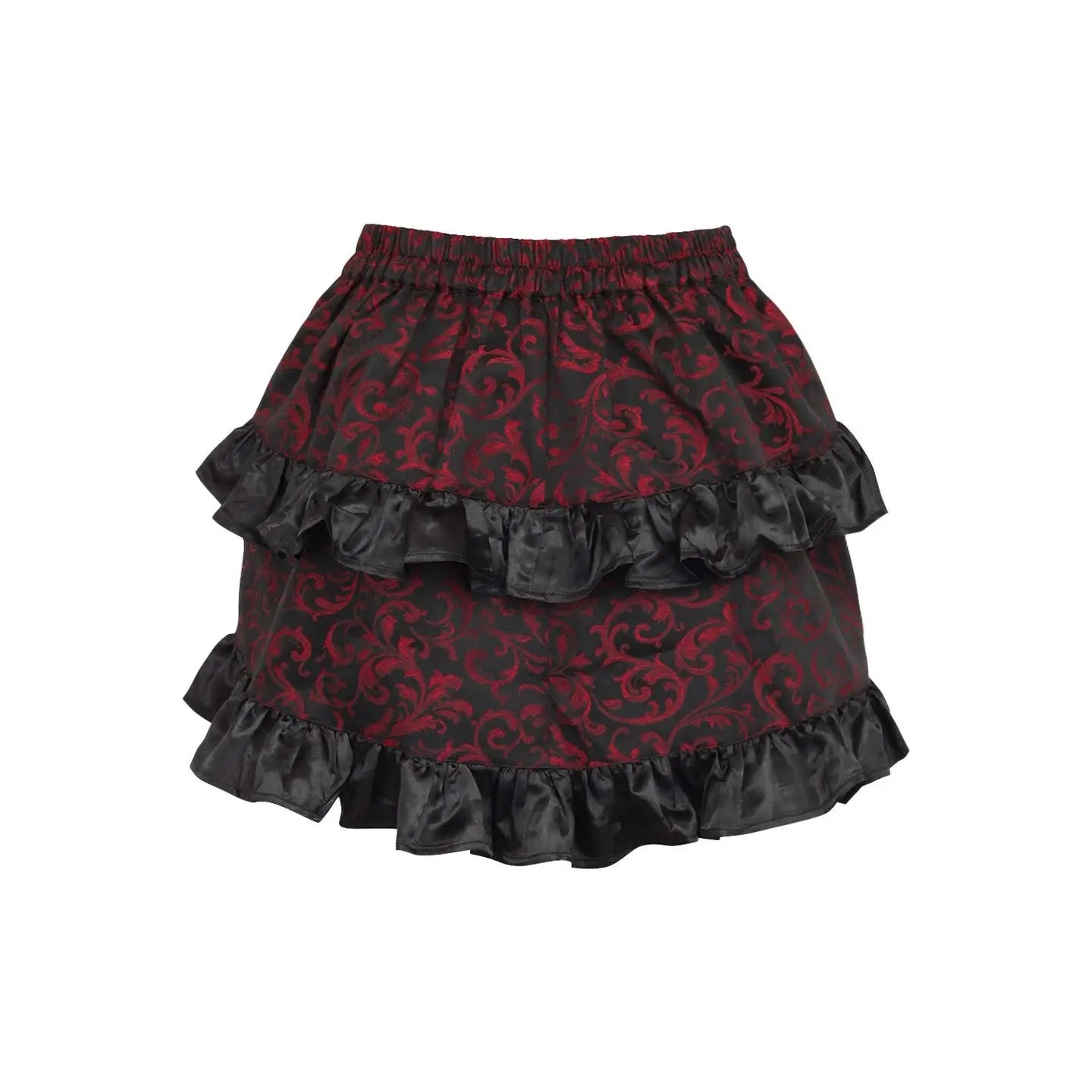 Red/Black Brocade Ruched Bustle Skirt image 2