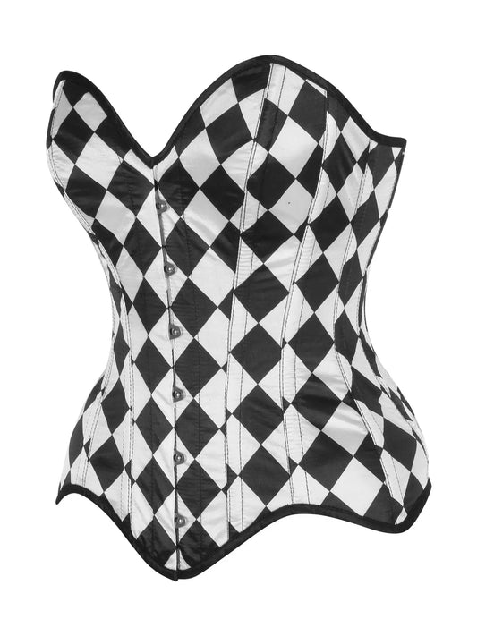 Diamond Print Satin Steel Boned Overbust Corset