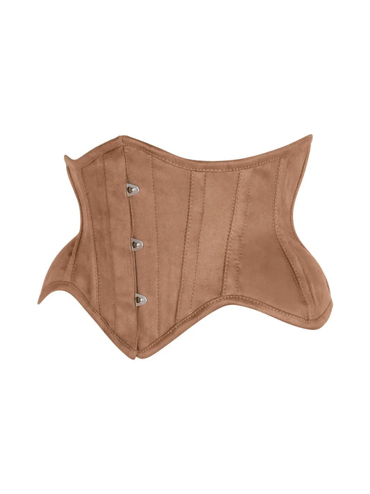 Tan Suede Steel Boned Mini Waist Cincher Corset