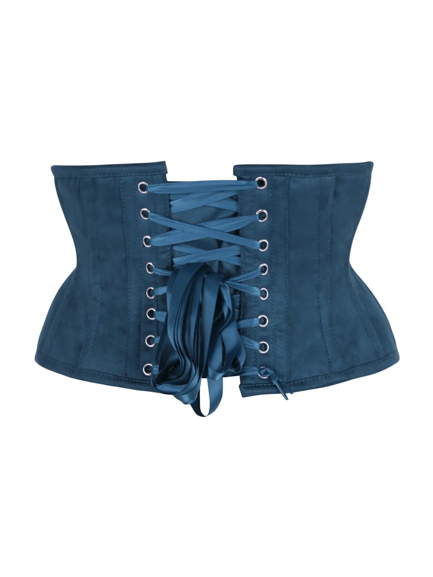 Blue Suede Steel Boned Mini Waist Cincher Corset