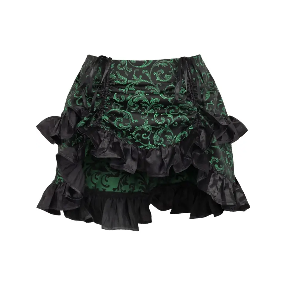Green/Black Brocade Ruched Bustle Skirt image 0