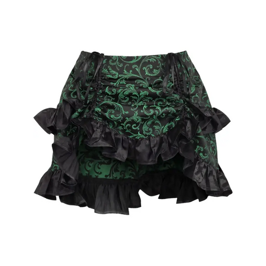 Green/Black Brocade Ruched Bustle Skirt image 0