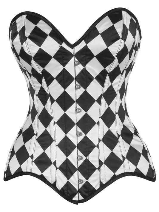 Diamond Print Satin Steel Boned Overbust Corset