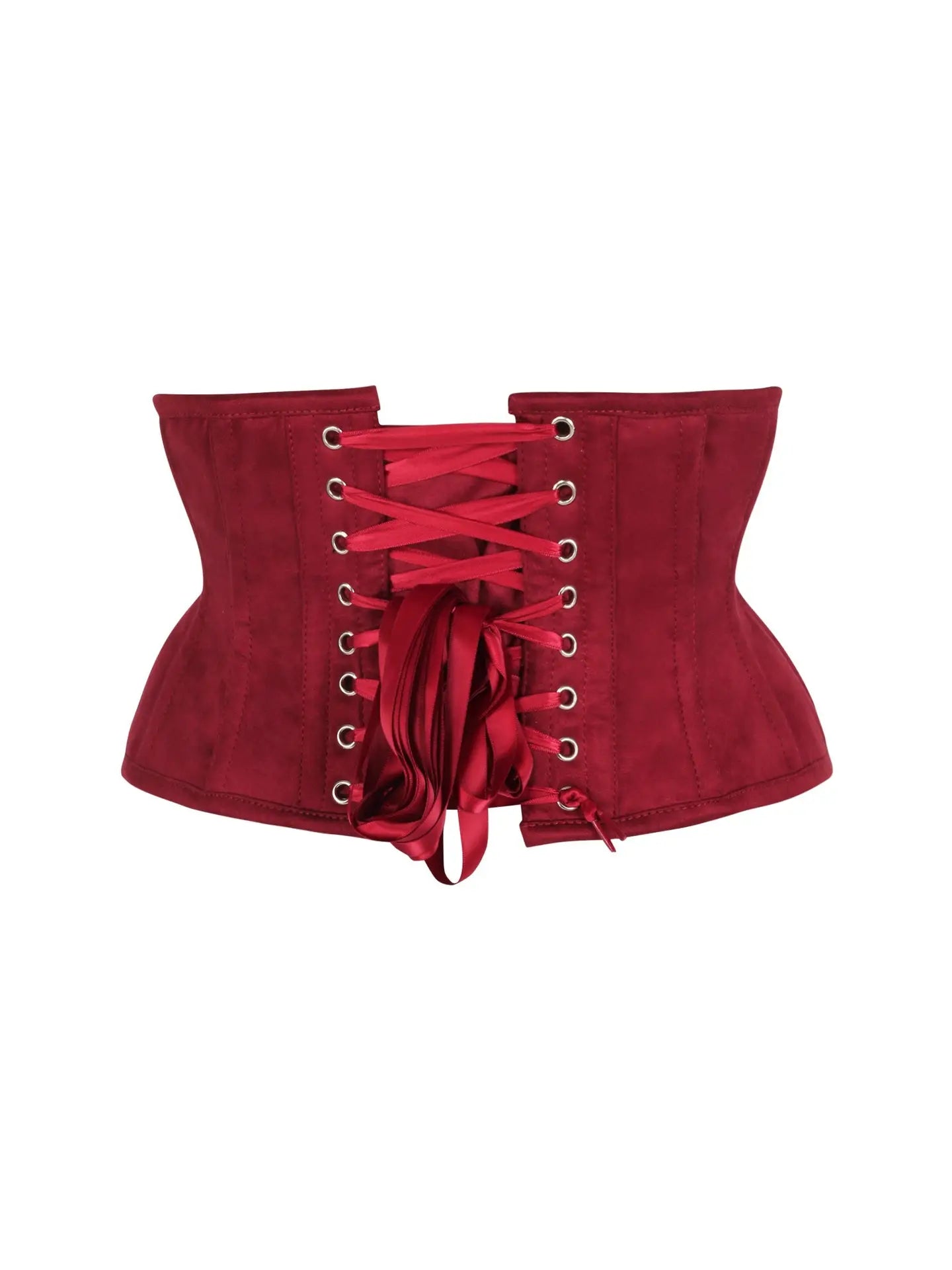 Red Suede Steel Boned Mini Waist Cincher Corset