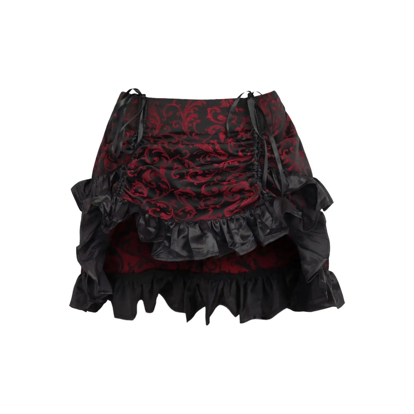 Red/Black Brocade Ruched Bustle Skirt image 0