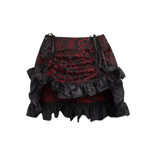 Red/Black Brocade Ruched Bustle Skirt image 0