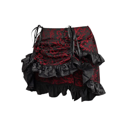 Red/Black Brocade Ruched Bustle Skirt image 1