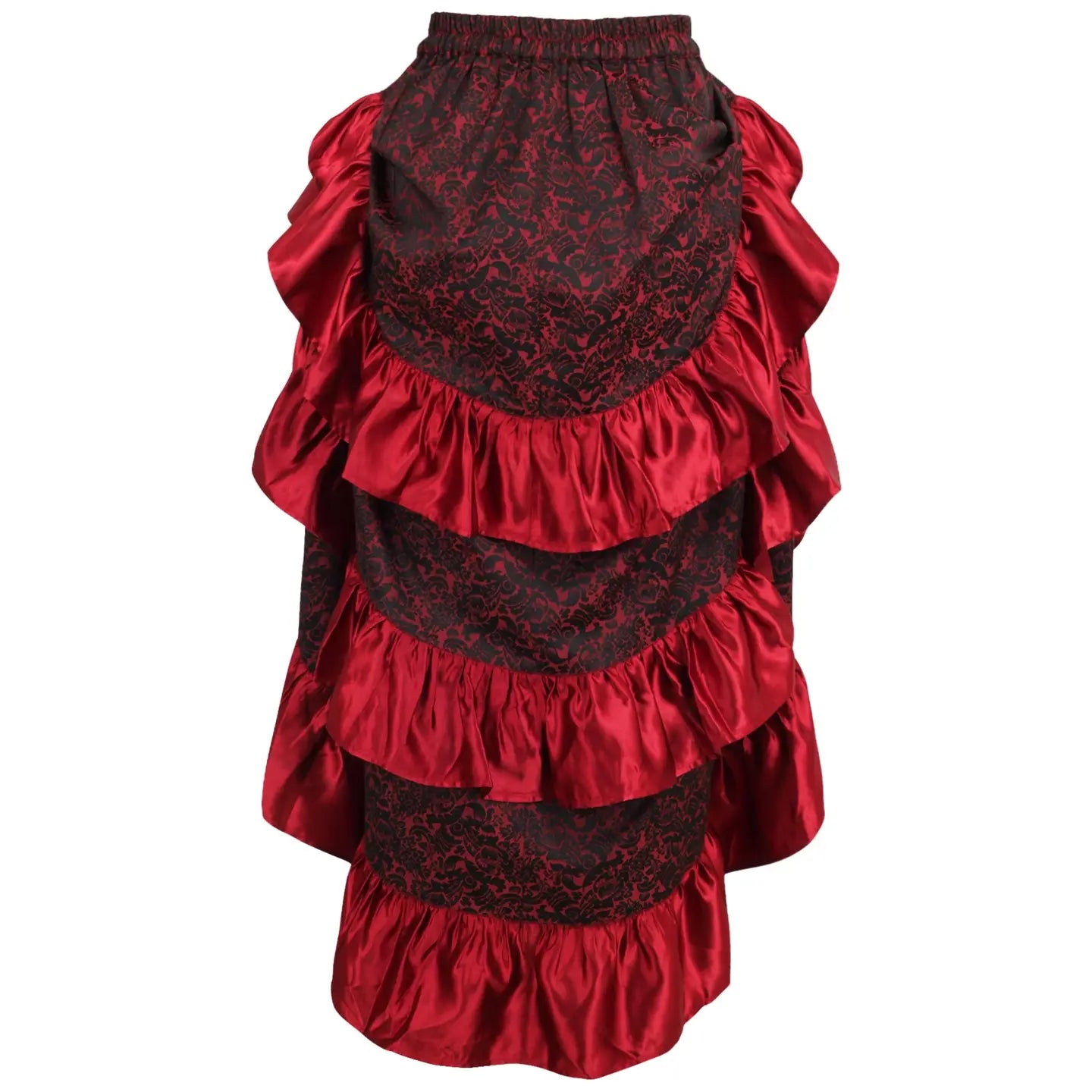 Red Brocade Adjustable High Low Bustle Skirt image 2
