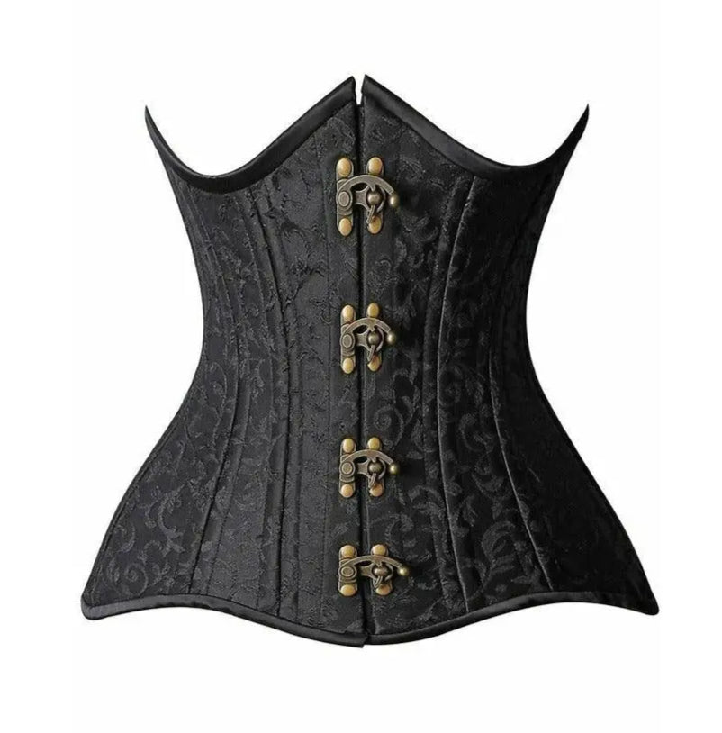 Curvy Brocade Double Steel Boned Under Bust Corset image 0